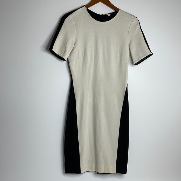 Wilfred Black Cream Colorblock Short Sleeve Midi Length Dress Medium - Picture 1 of 11